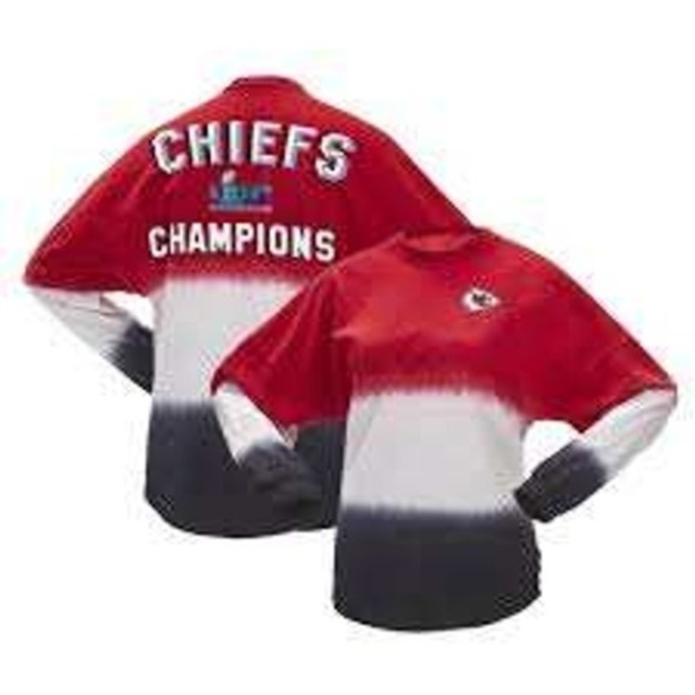 Kansas‎ City Chiefs Super Bowl LVII Champions T-Shirt Long Sleeve Ombre